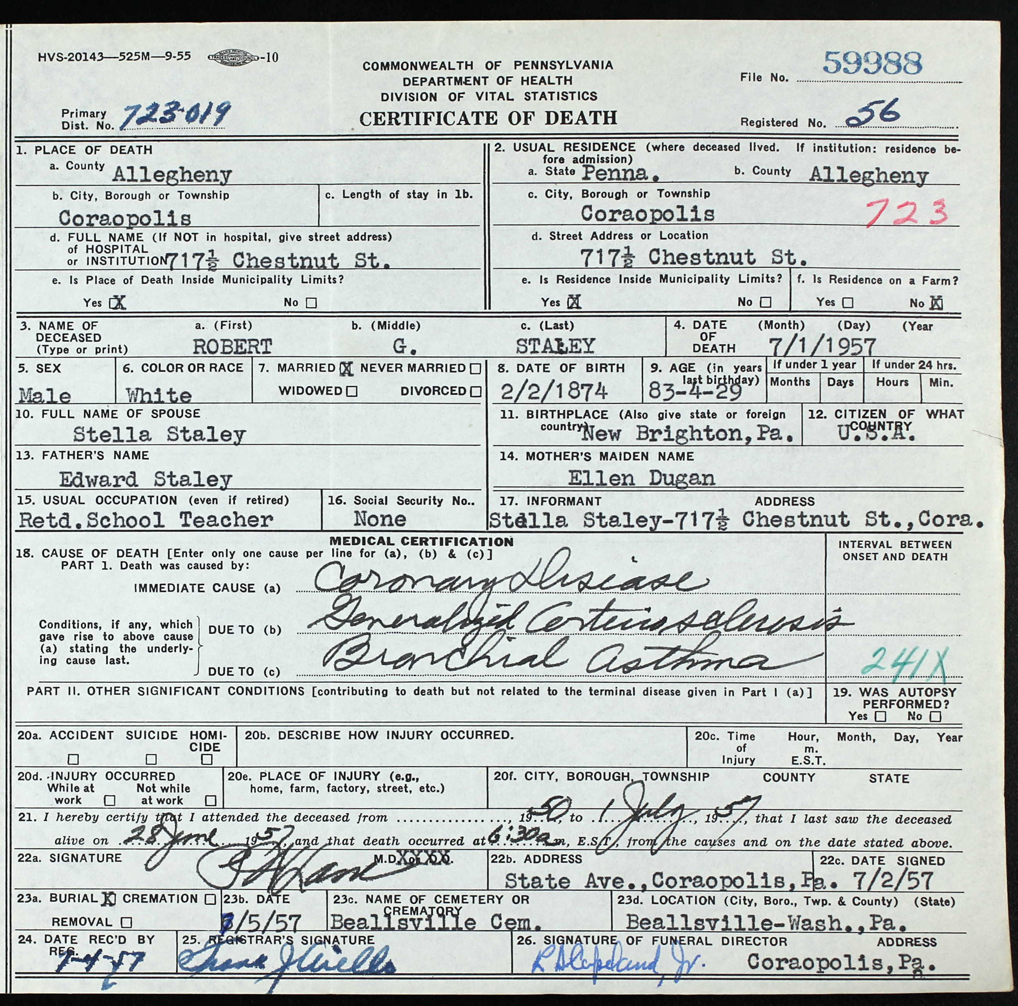death certificate